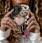 Pink Glitter Leopard Print Hearts Phone Case iPhone Galaxy Pixel,