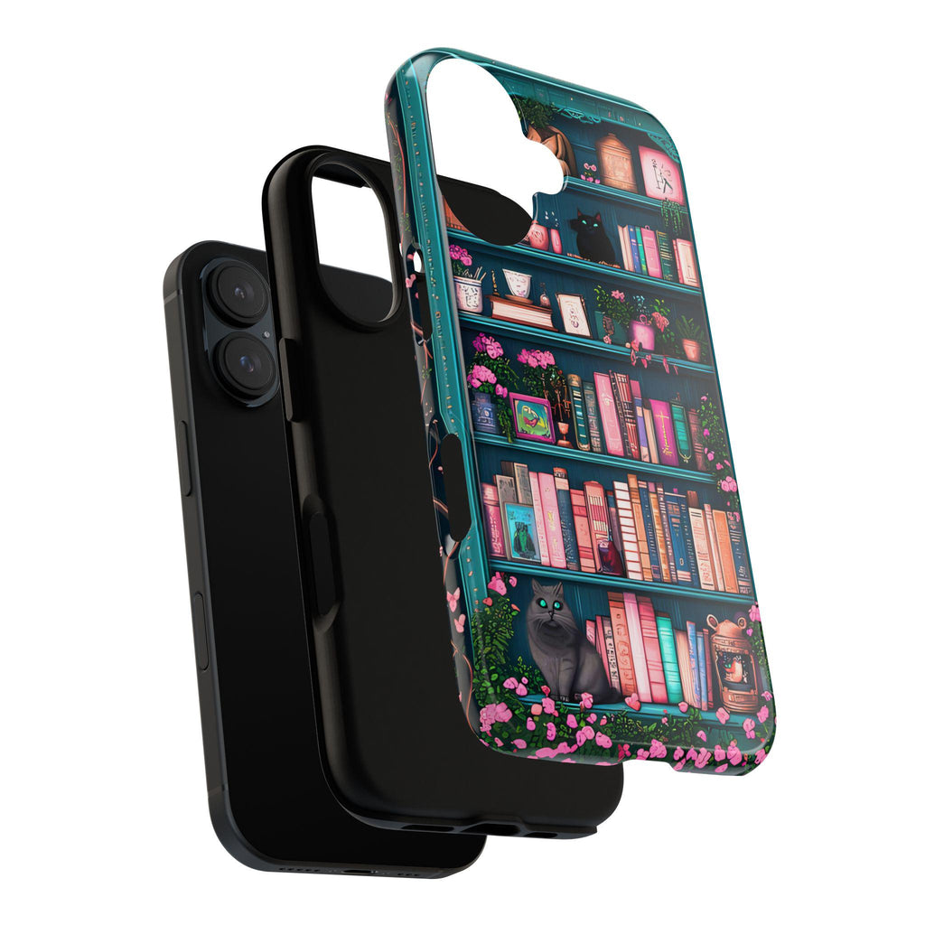 Bookish Phone Case, Book Cats Lover, Bookshelf Librarians Gifts, iPhone Galaxy Pixel Cover