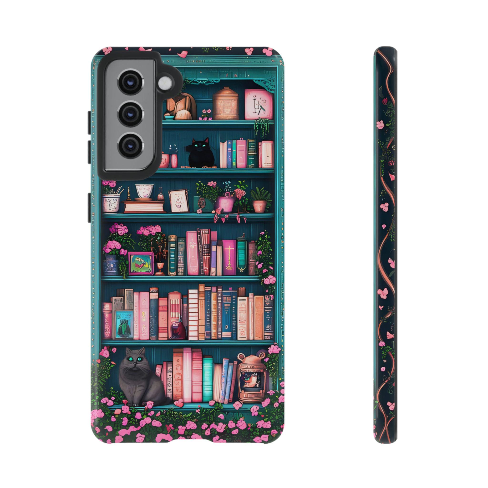 Bookish Phone Case, Book Cats Lover, Bookshelf Librarians Gifts, iPhone Galaxy Pixel Cover