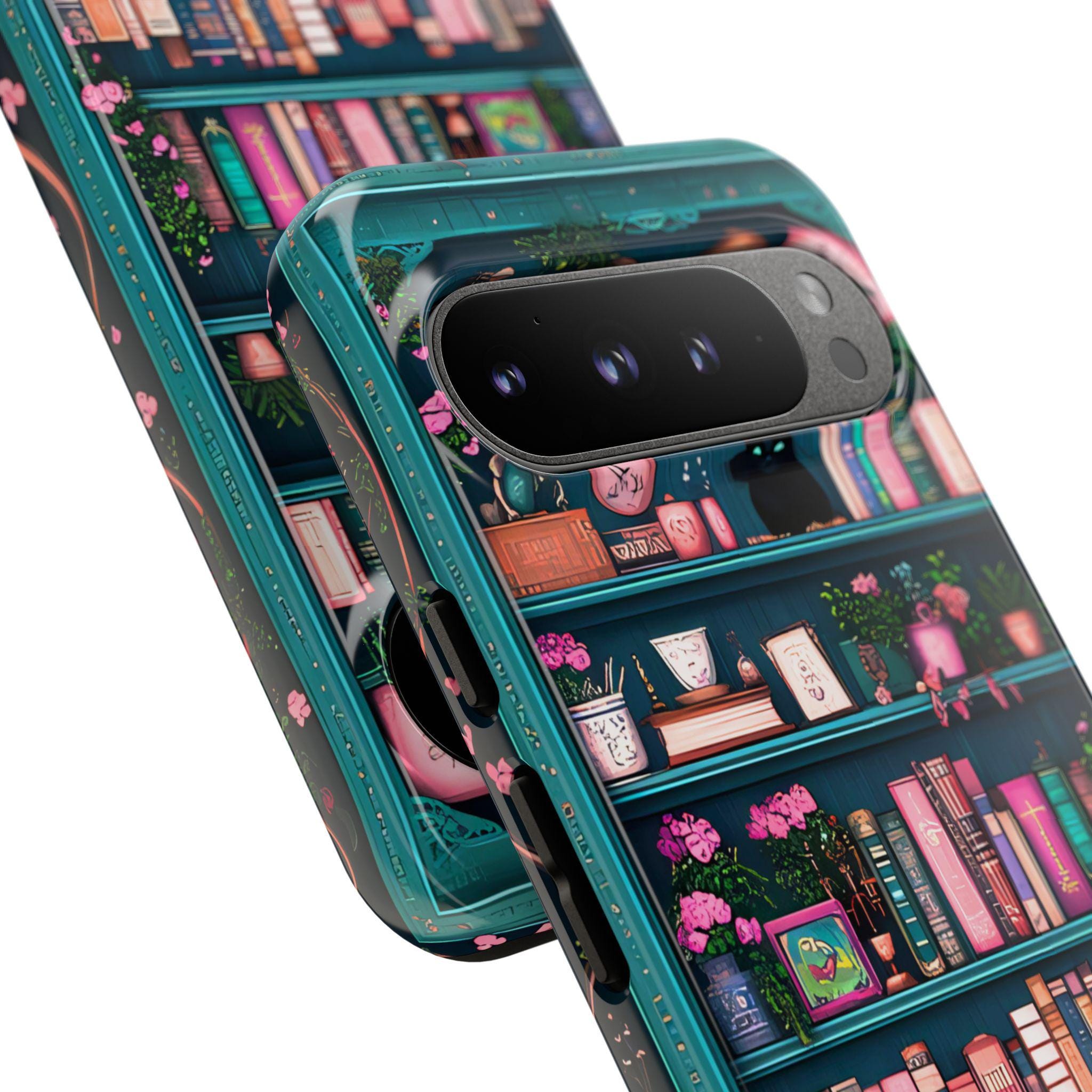 Bookish Phone Case, Book Cats Lover, Bookshelf Librarians Gifts, iPhone Galaxy Pixel Cover