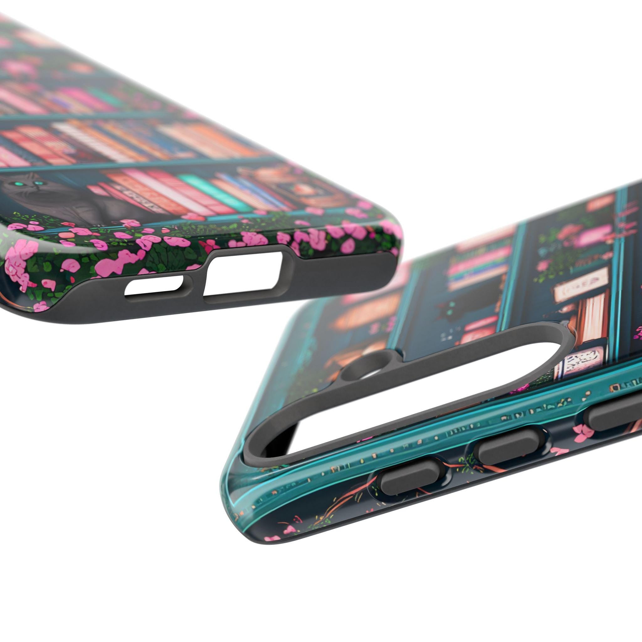 Bookish Phone Case, Book Cats Lover, Bookshelf Librarians Gifts, iPhone Galaxy Pixel Cover