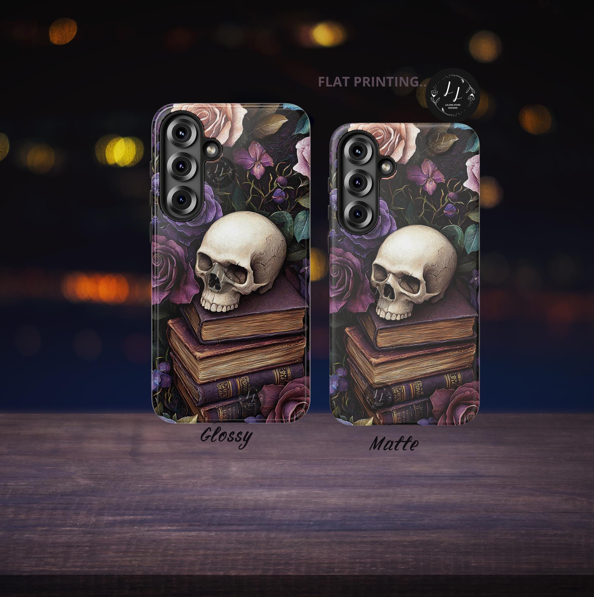 Dark Floral Skull Phone Case: Gothic Roses iPhone, Samsung, Pixel