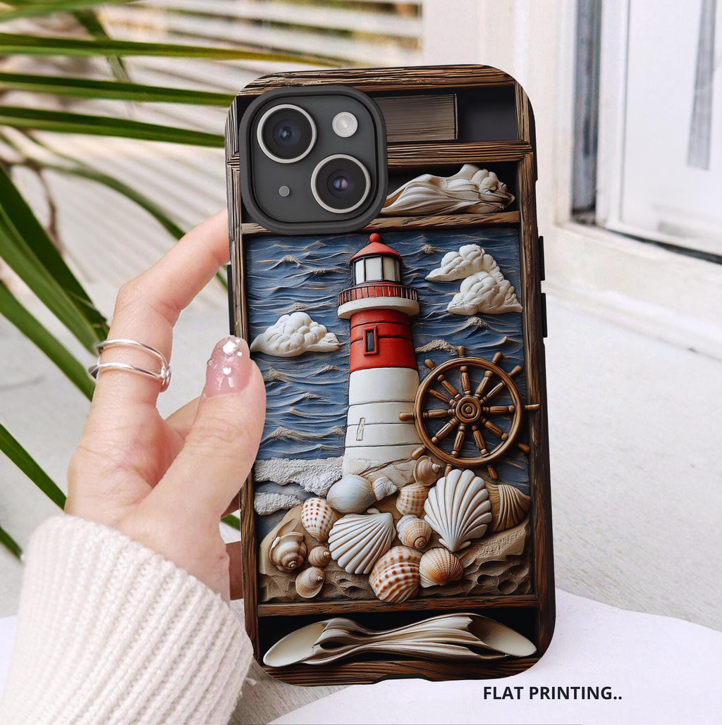 Nautical Lighthouse Phone Case, Coastal Beach iPhone Galaxy Pixel 9 Summer Gift