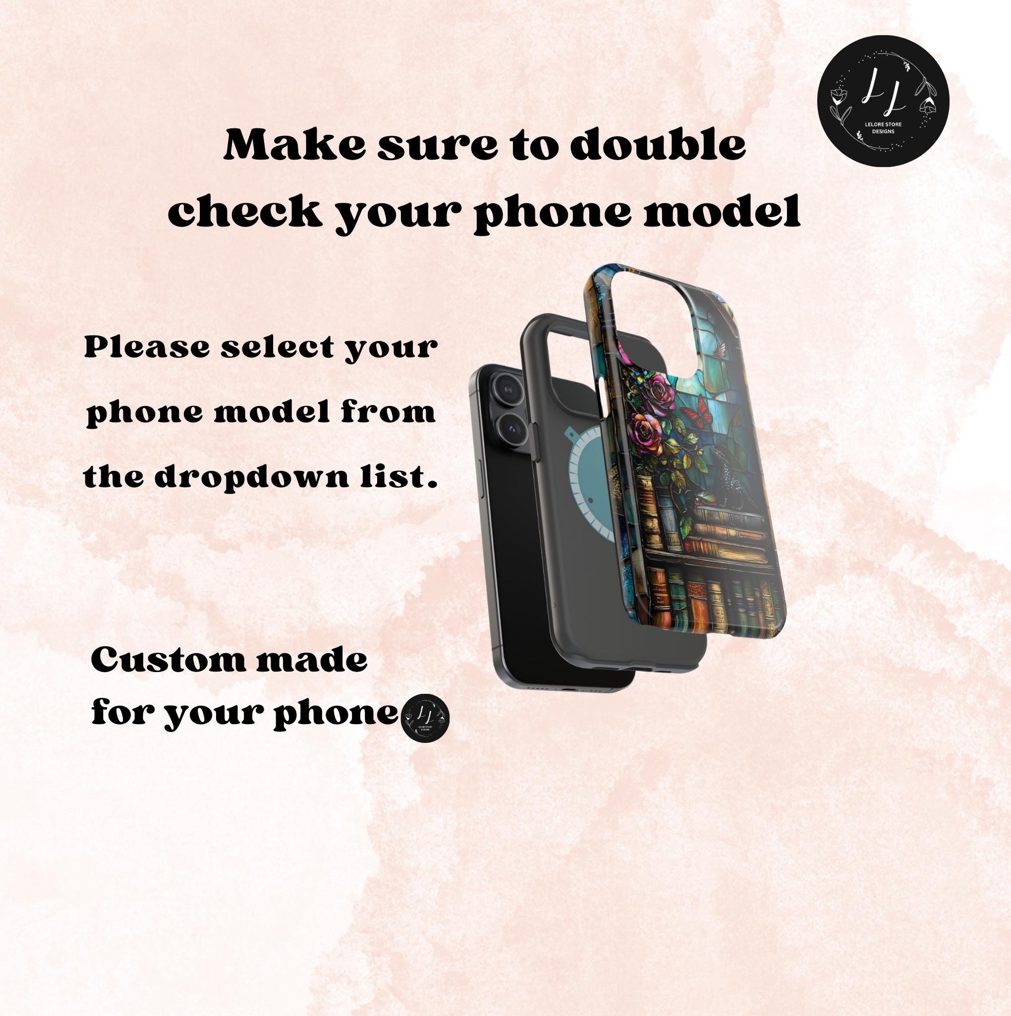 Bookish Dragon iPhone Case: Faux Stained Glass Bookshelf, MagSafe Compatible