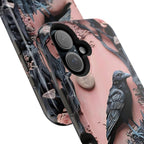 Gothic Raven iPhone Case: Pastel Floral Faux Carved Design, Magnetic Tough Case