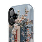 Boho Bookish MagSafe iPhone Case: Faux Embroidered Bookshelf & Coffee Cup