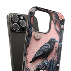 Gothic Raven iPhone Case: Pastel Floral Faux Carved Design, Magnetic Tough Case