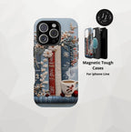 Boho Bookish MagSafe iPhone Case: Faux Embroidered Bookshelf & Coffee Cup