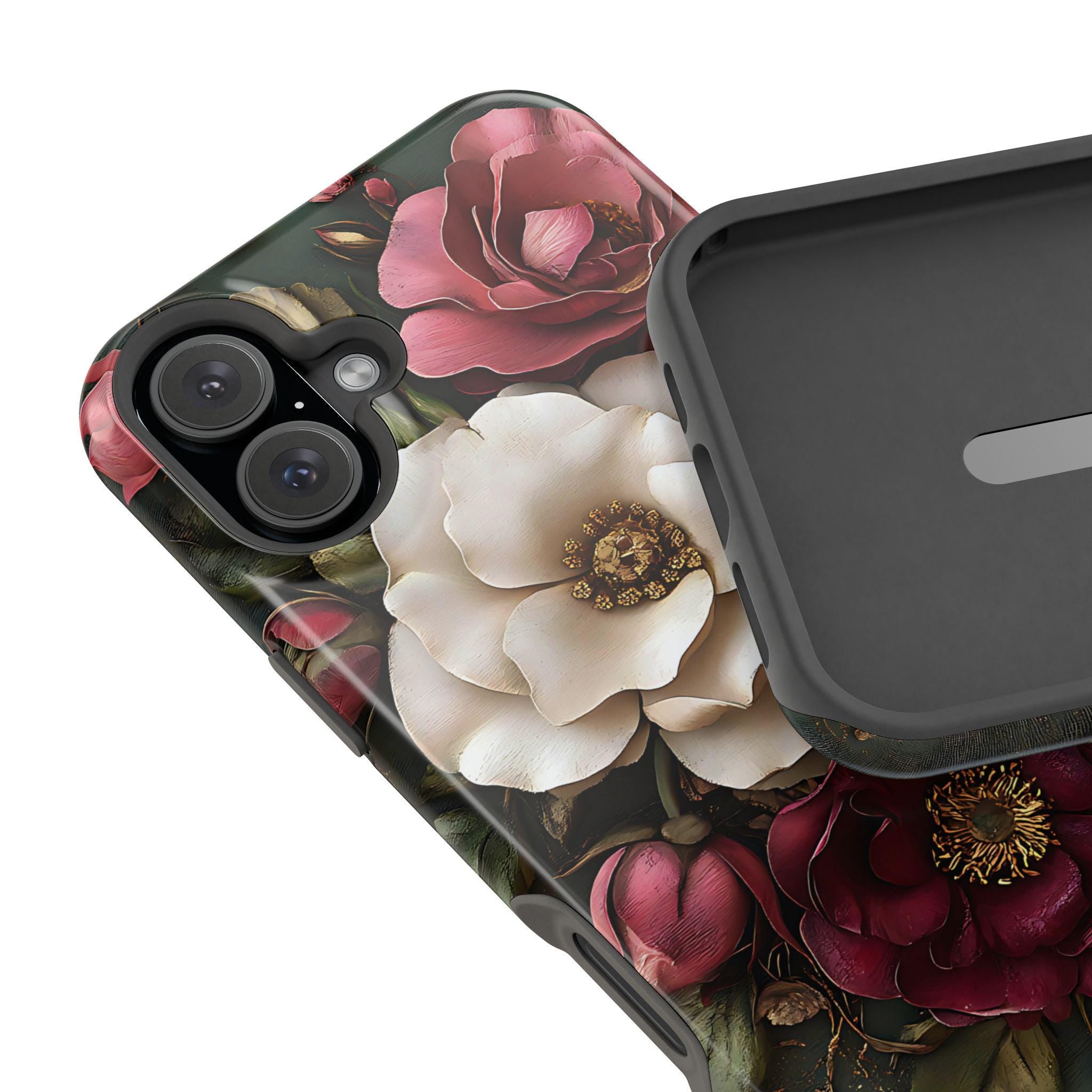 Floral iPhone Case: Vintage Flower Design, MagSafe Compatible, Glossy or Matte