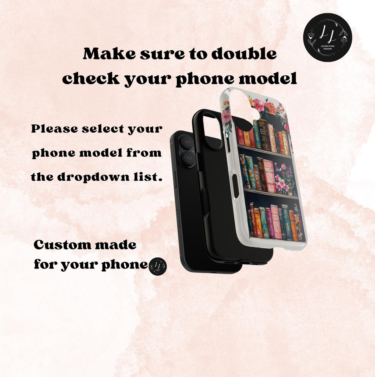 Vintage Floral Bookish Phone Case Bookshelf Cover Book Lover Gift iPhone Samsung Pixel 9