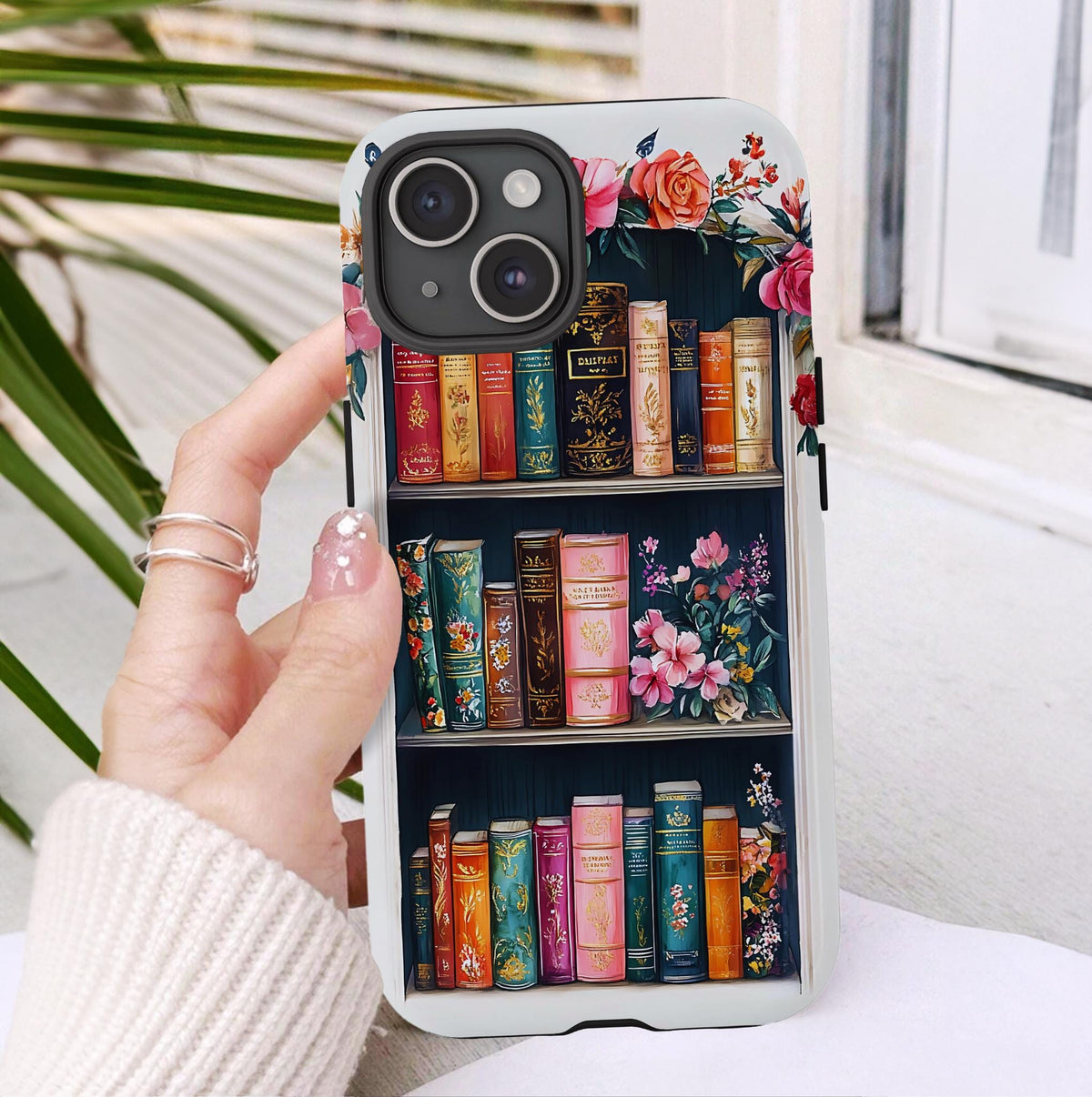 Vintage Floral Bookish Phone Case Bookshelf Cover Book Lover Gift iPhone Samsung Pixel 9