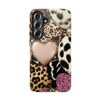 Pink Glitter Leopard Print Hearts Phone Case iPhone Galaxy Pixel,
