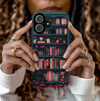 Bookish Phone Case, Book Cats Lover, Bookshelf Librarians Gifts, iPhone Galaxy Pixel Cover