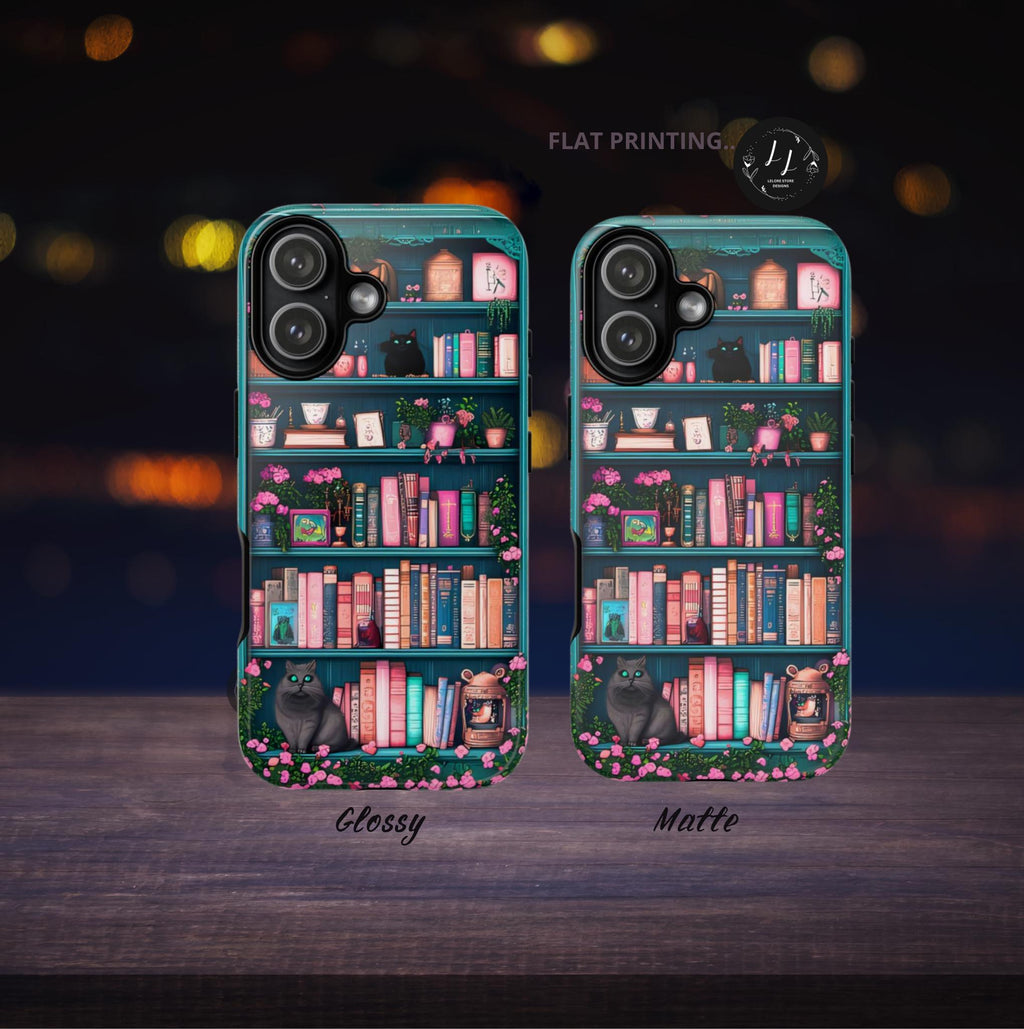 Bookish Phone Case, Book Cats Lover, Bookshelf Librarians Gifts, iPhone Galaxy Pixel Cover